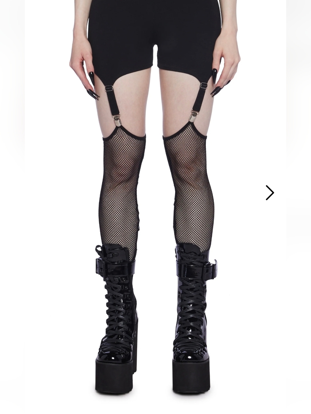 Dolls Kill Lost In The Void Widow Black Footless Fishnet Garter Shorts Size S